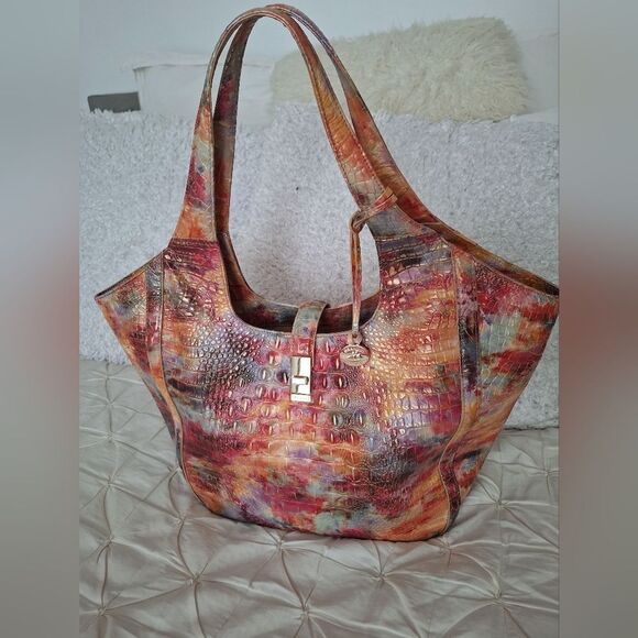 Brahmin large bag purse pink gold tones, shimmer - Picture 5 of 10